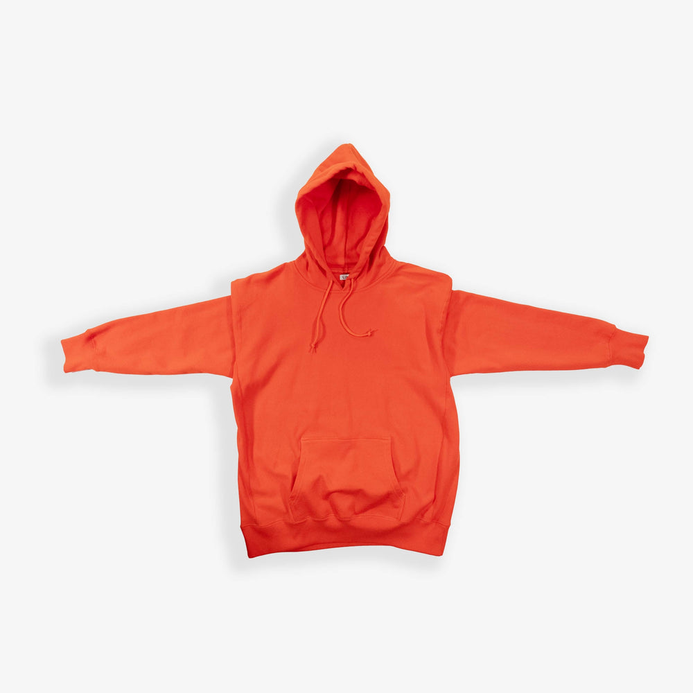 Bright orange infrared hoodie with front pocket and hood.