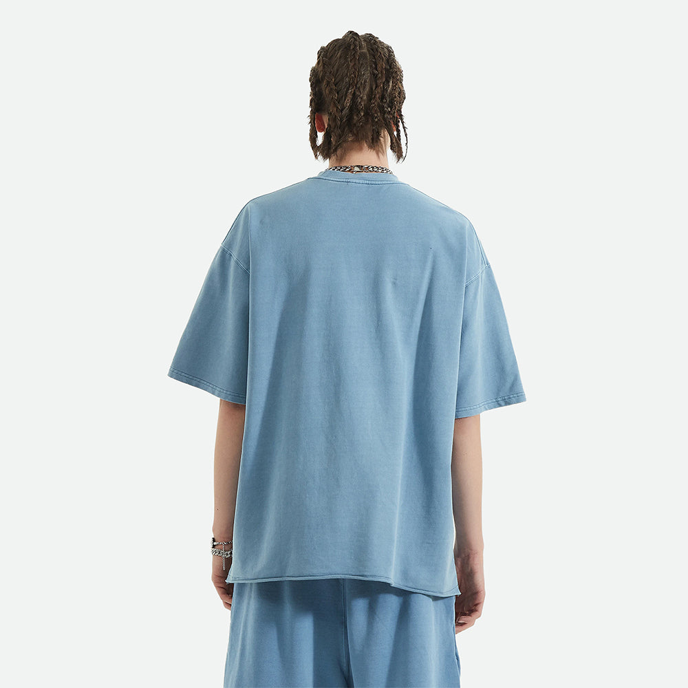 Slate Blue Washed Raw Tee