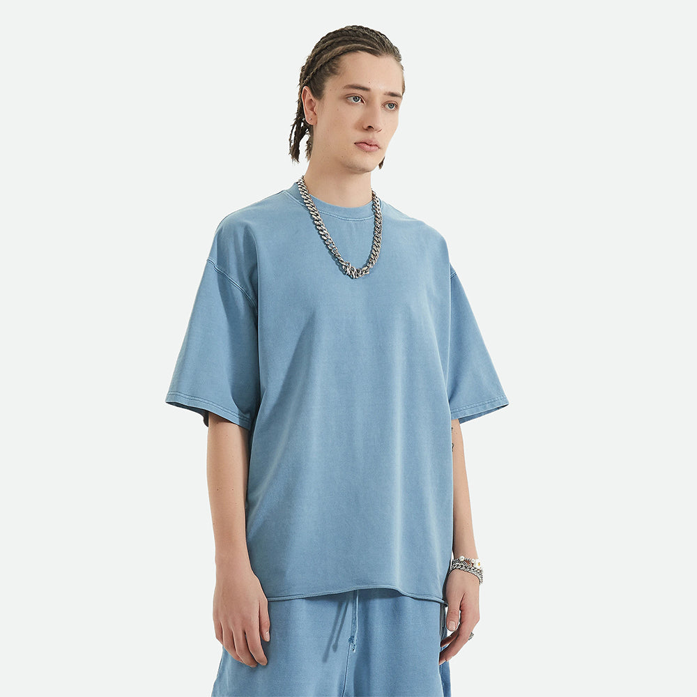 Slate Blue Washed Raw Tee