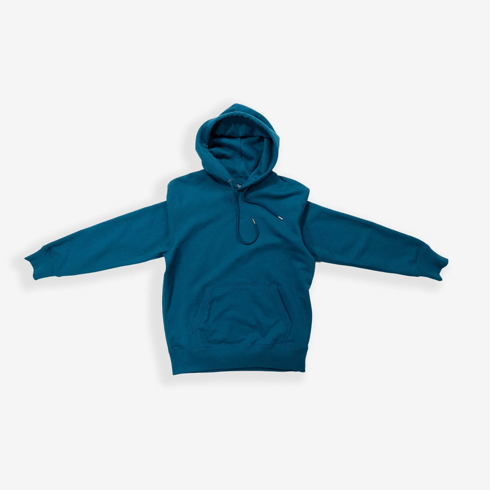 Sapphire Blue hoodie on white background.