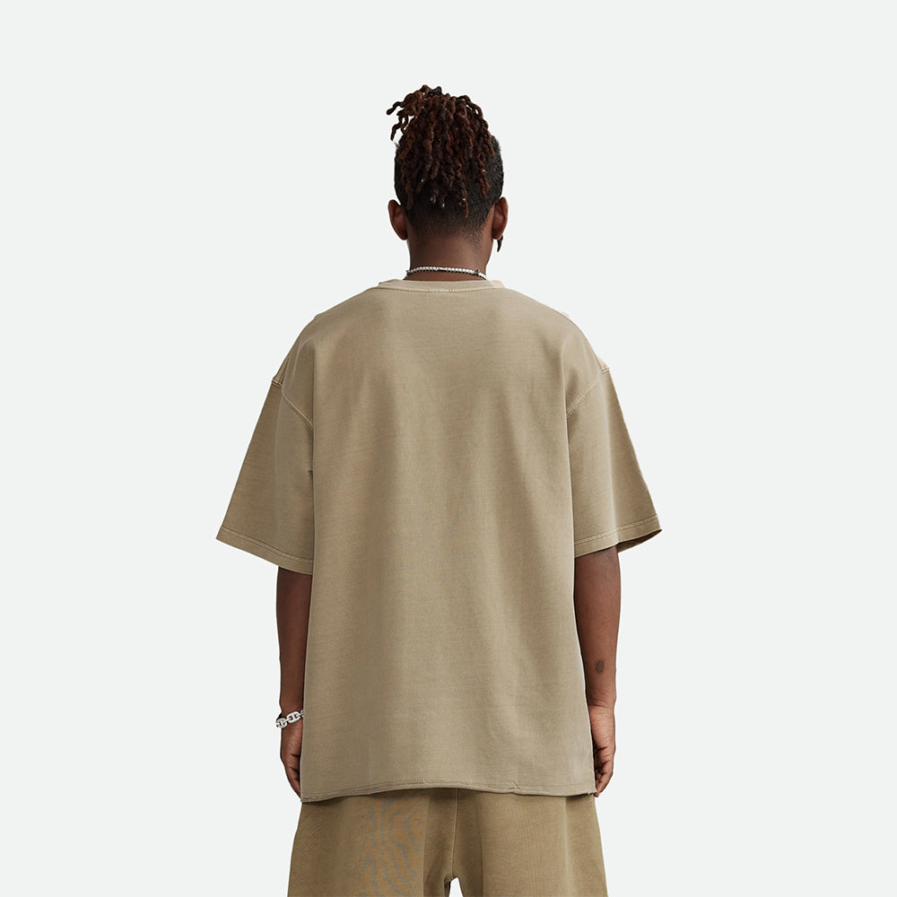 Taupe Washed Raw Tee