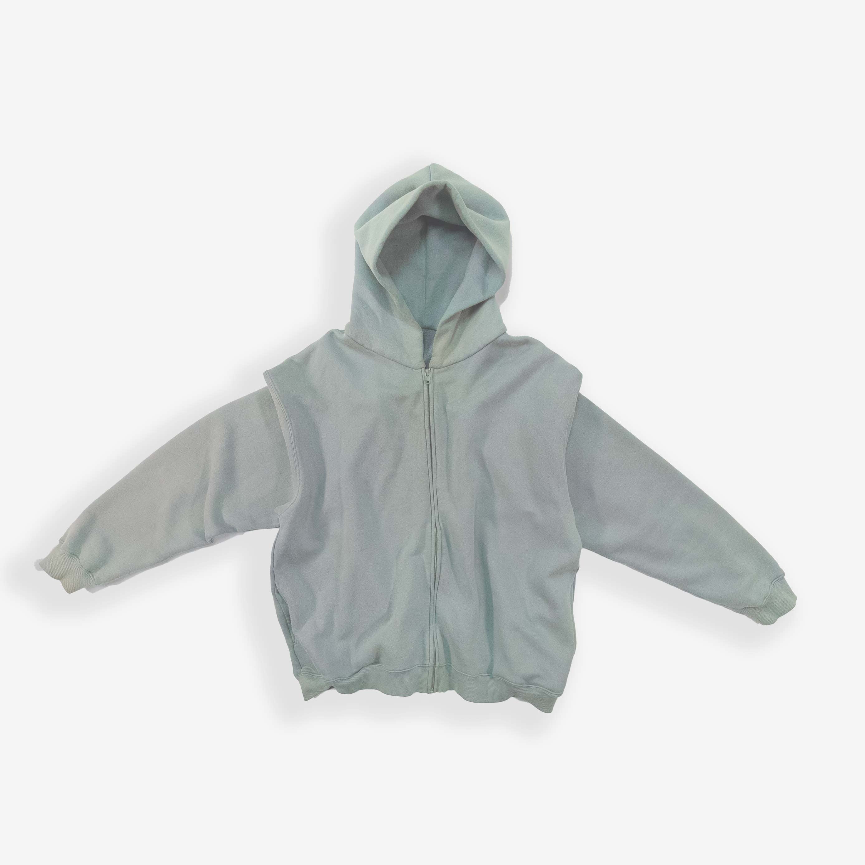 Aqua Zip-up Hoodie with hood and front zipper.