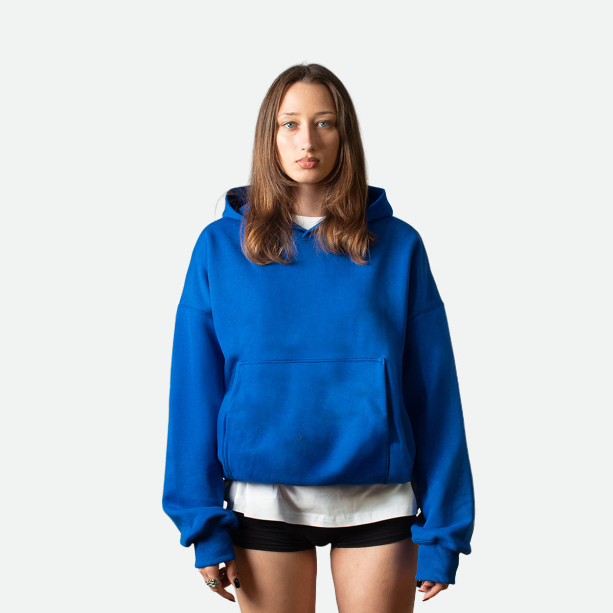 Cobalt Blue Double Layer Hoodie