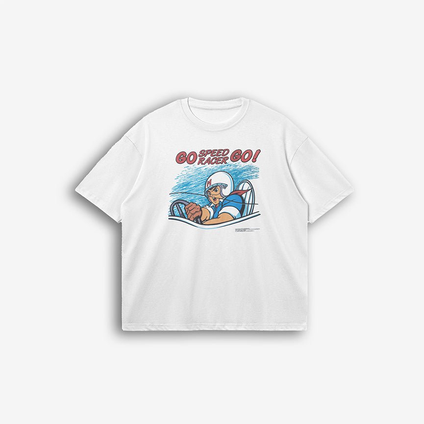 Front view of the Speed Racer Tee featuring vibrant "Go Speed Racer Go!" graphic.