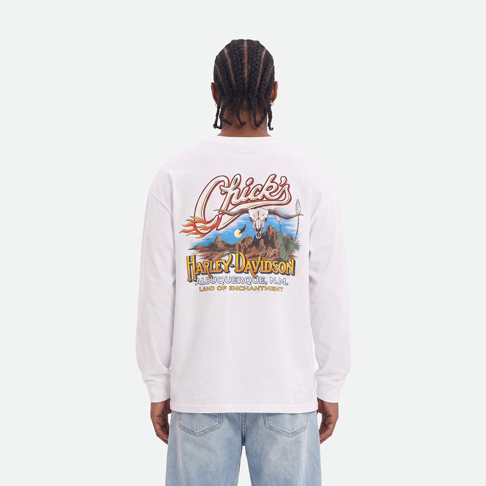 Harley Davidson chicks LS, white, worn on model, back view