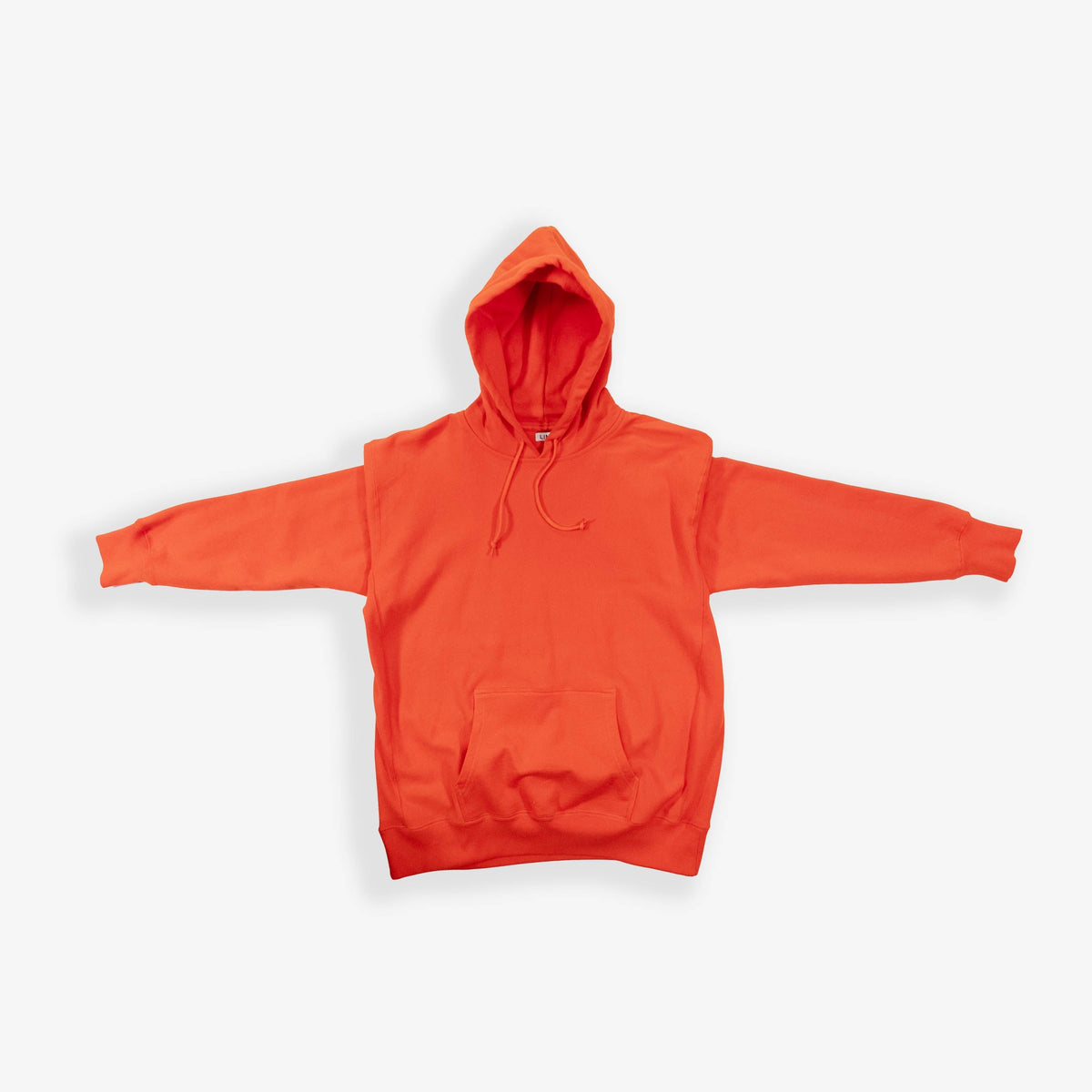 Bright orange infrared hoodie with front pocket and hood.