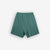 Raw Edge Limn Teal Shorts – Front View, Heavyweight Cotton with Raw Edge and Limn Logo Embroidery