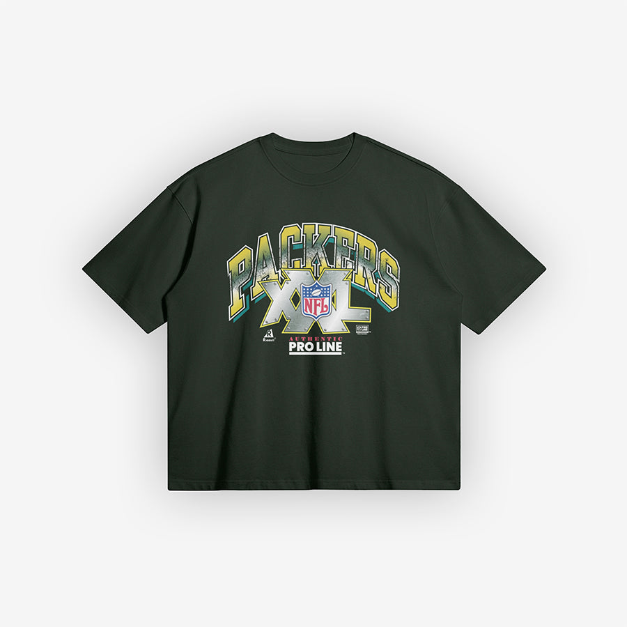 Green Packers Tee with NFL logo design.