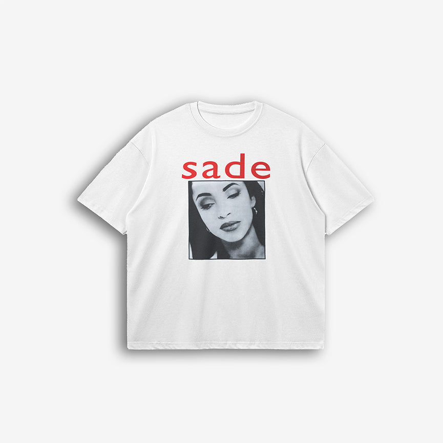 Sade World Tour Tee featuring the iconic 1993 tour graphic on a crisp white oversized boxy fit.