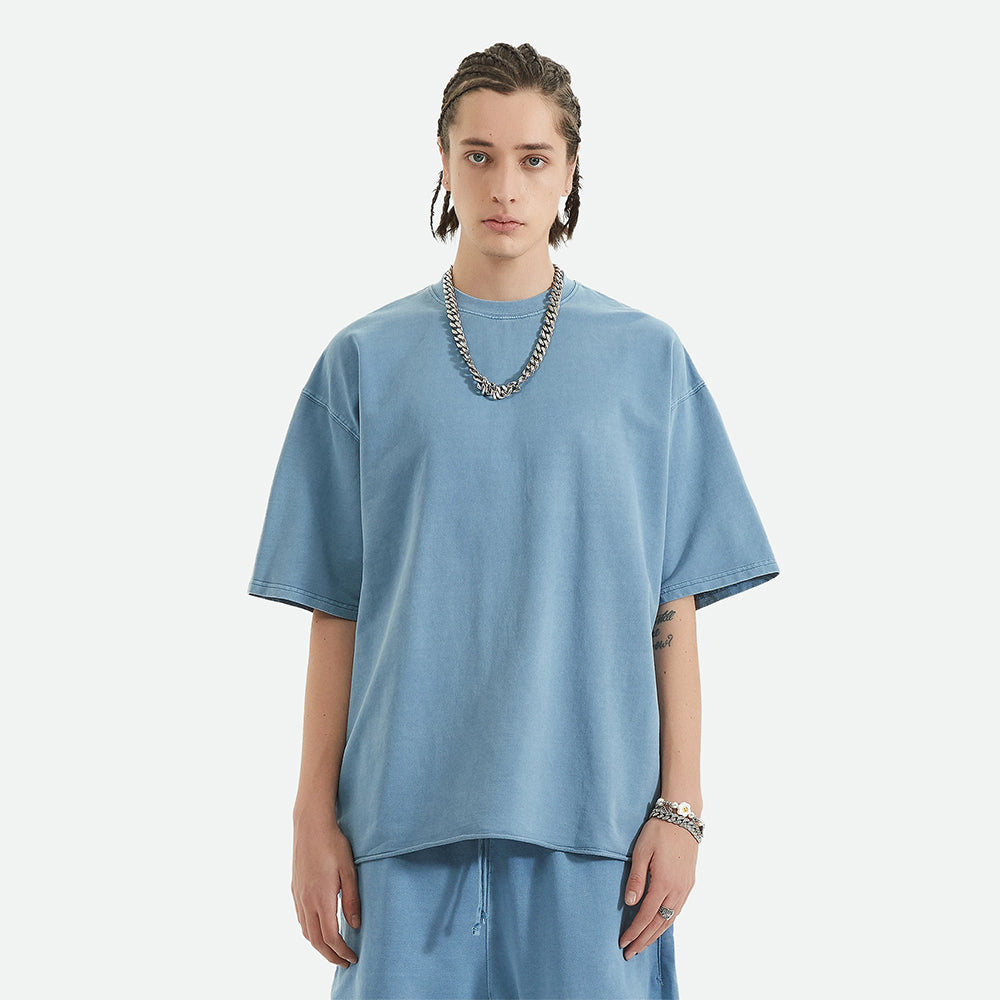 Slate Blue Washed Raw Tee