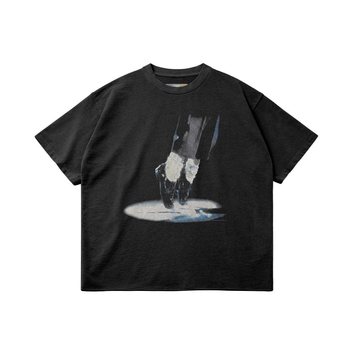 LIMN MJ Feet graphic tee, faded black, front