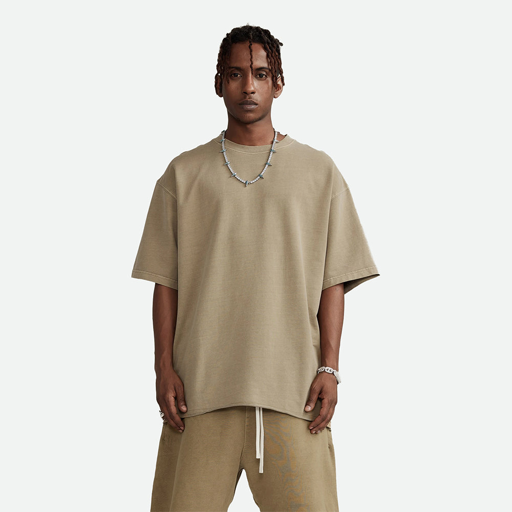 Taupe Washed Raw Tee