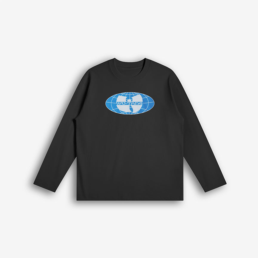 Front view of WuTang LongSleeve with bold blue logo graphic.