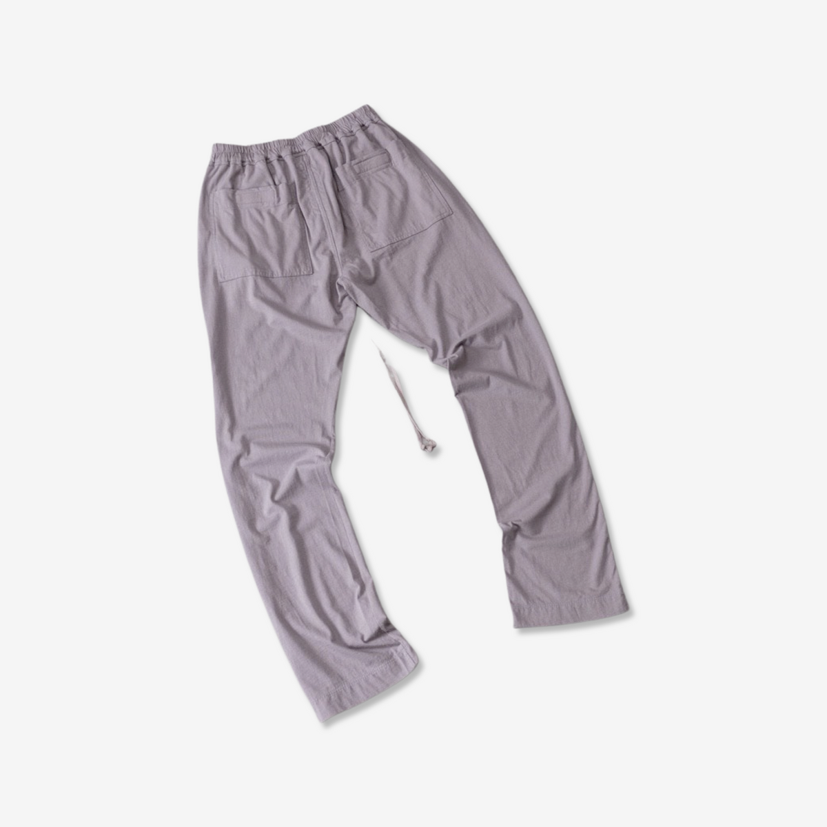 Grey drawstring pant on white background.