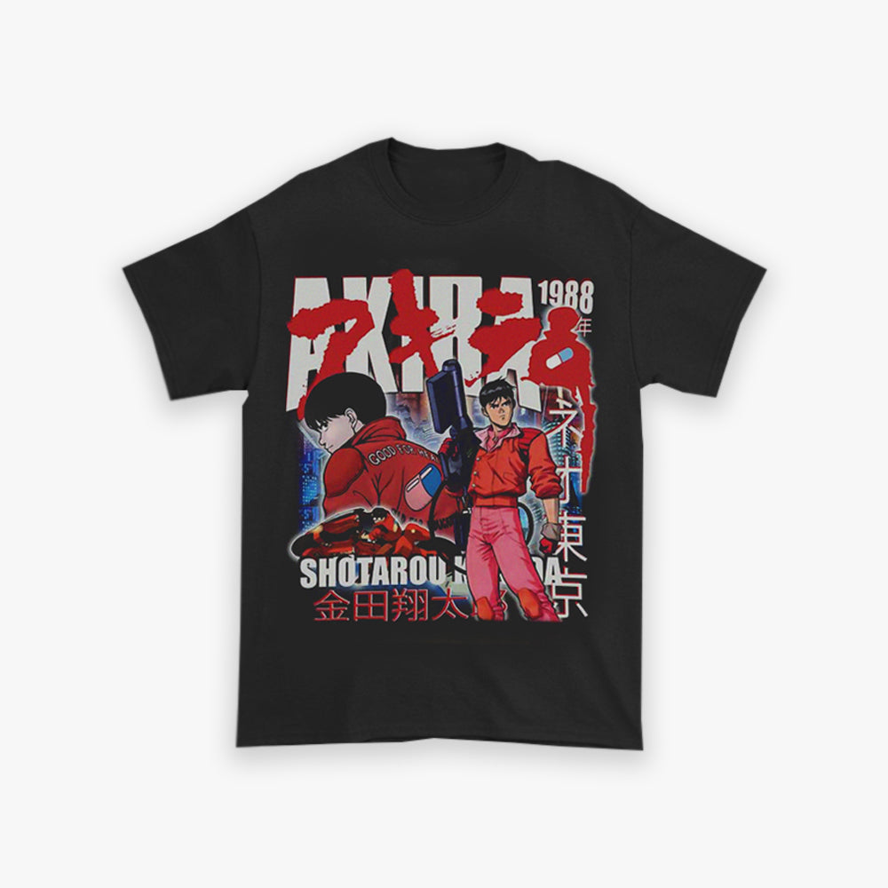 Akira anime film inspired black t-shirt for streetwear fans short sleeve paying homage to a classic