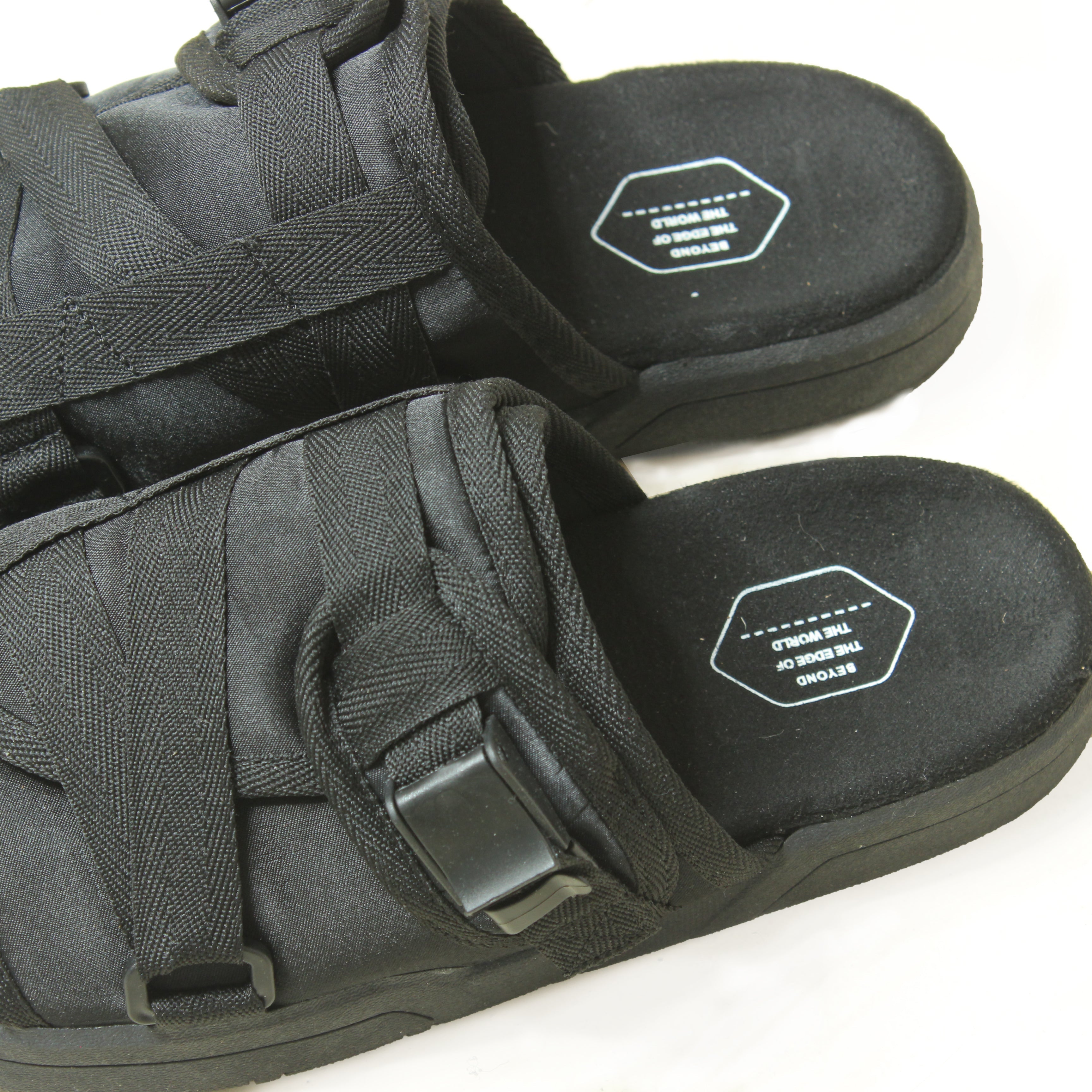 Triple Black Slides with sleek design and adjustable straps.