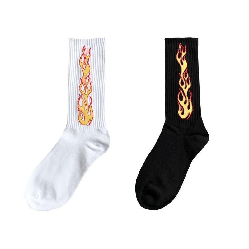 Flames Socks in black and white with flame design, one size fits all, suitable for adults up to UK 11- US 12.