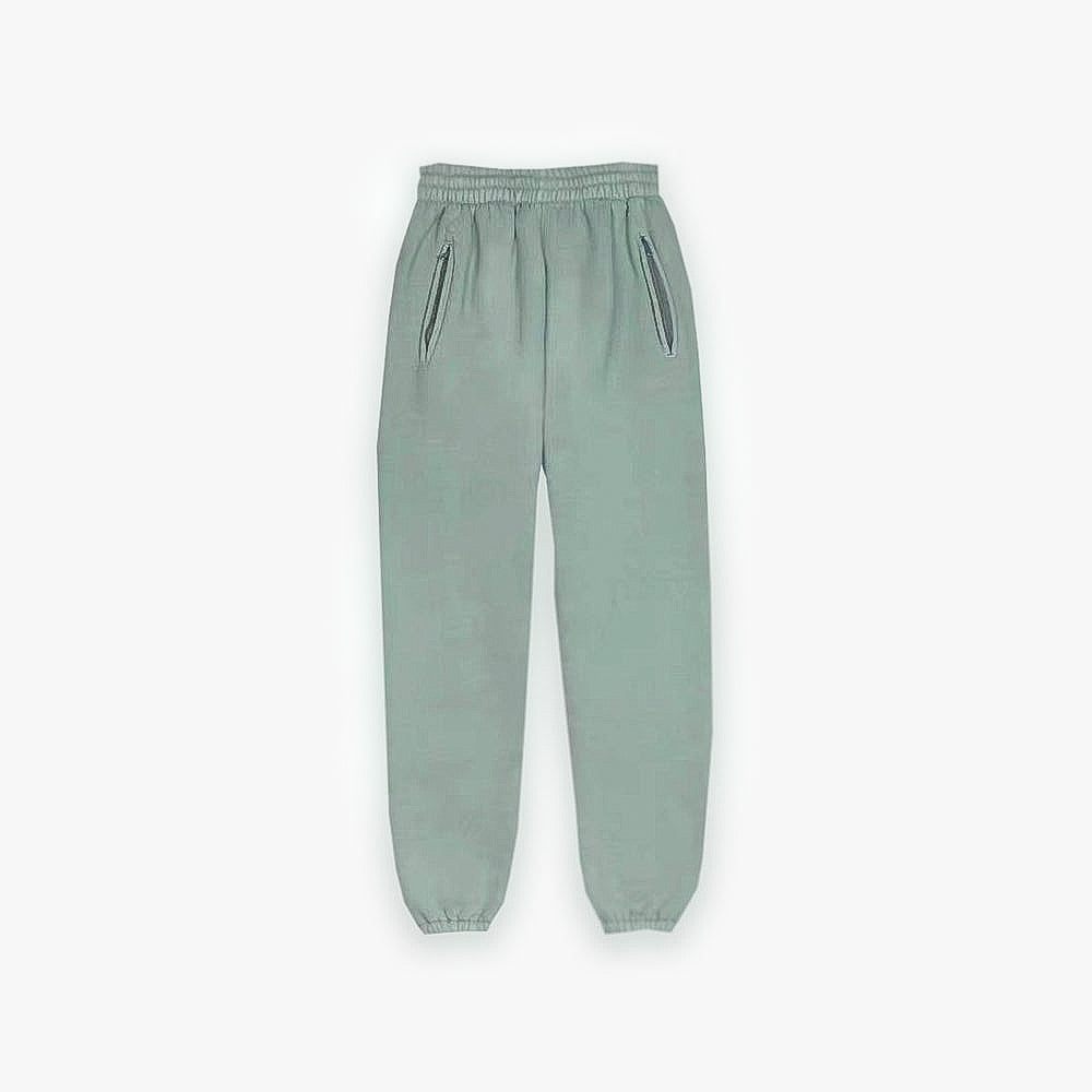 Aqua Premium Jogger Pants in light green, featuring elastic waistband and cuffs.