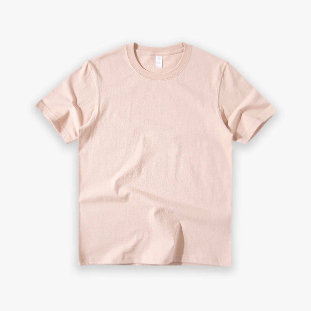 Peach Winter Tee in light peach color on white background