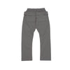 gray cargo trousers laid on white background, multiple pockets